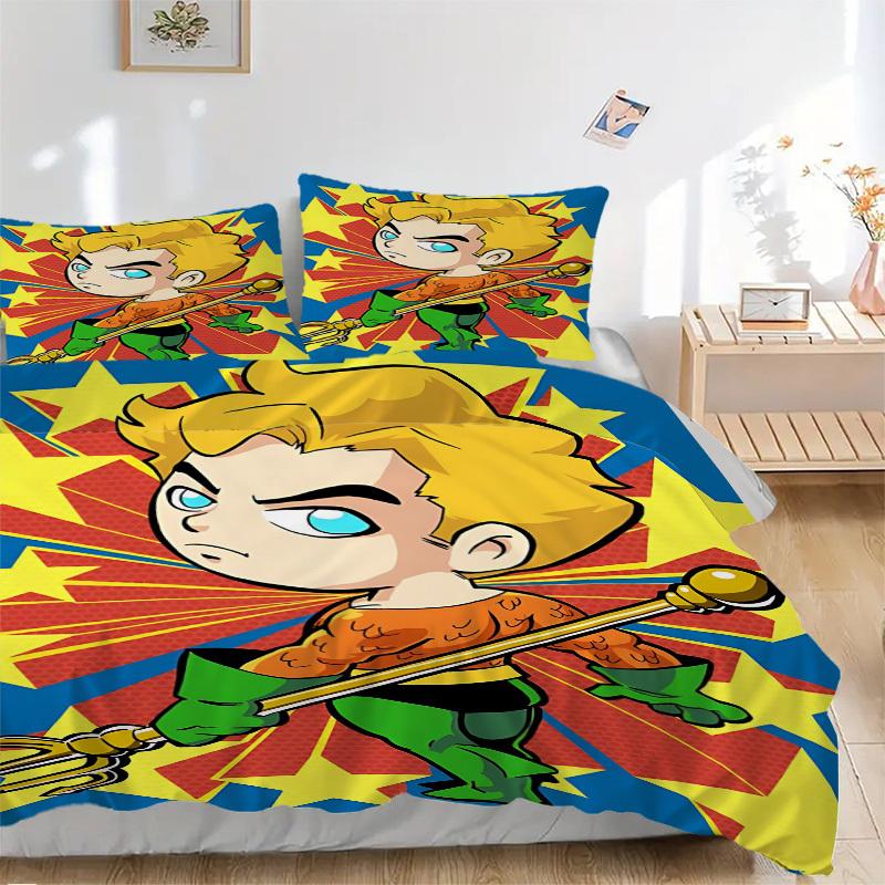 3pcs Trident, Aquaman Cover Set,Soft Comfortable Duvet Cover,Guest Room (1*Duvet Cover + 2*Pillowcases, Without Core) yy251024112