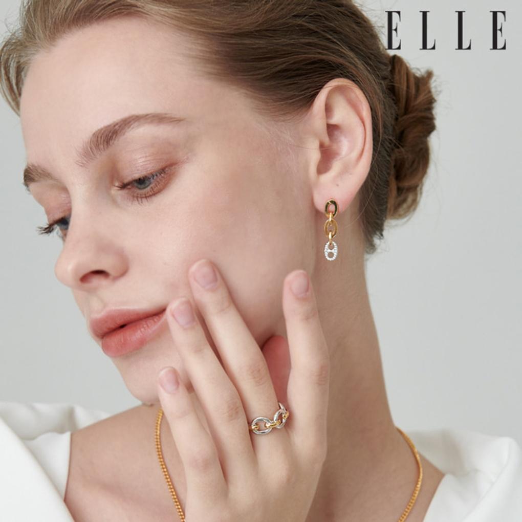 Городские серьги-анклеты с цепочкой 14K (Золотая булавка) ELGPEE384
