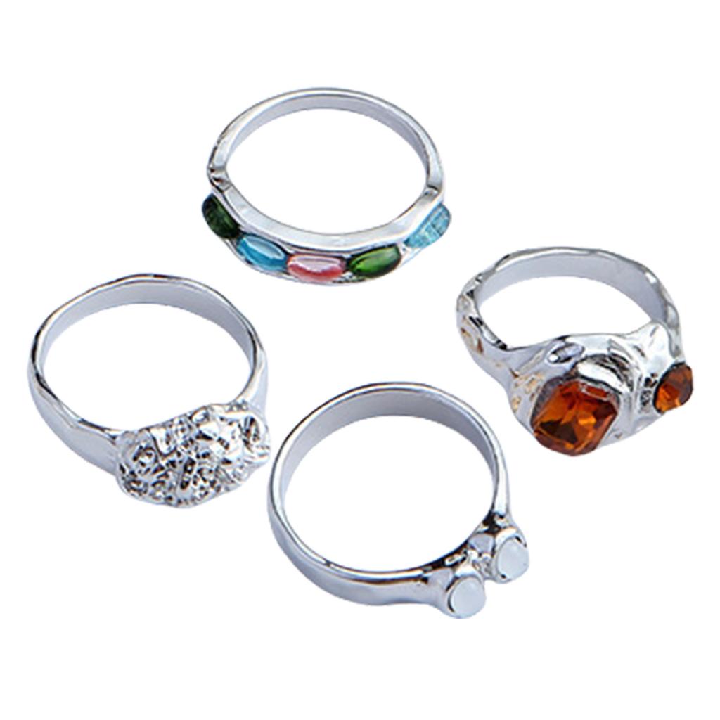 4pcs Colorful Resin Finger Rings Jewelry Set Versatile Resin Rings Set Finger Accessory For Enhancing Any Outfit