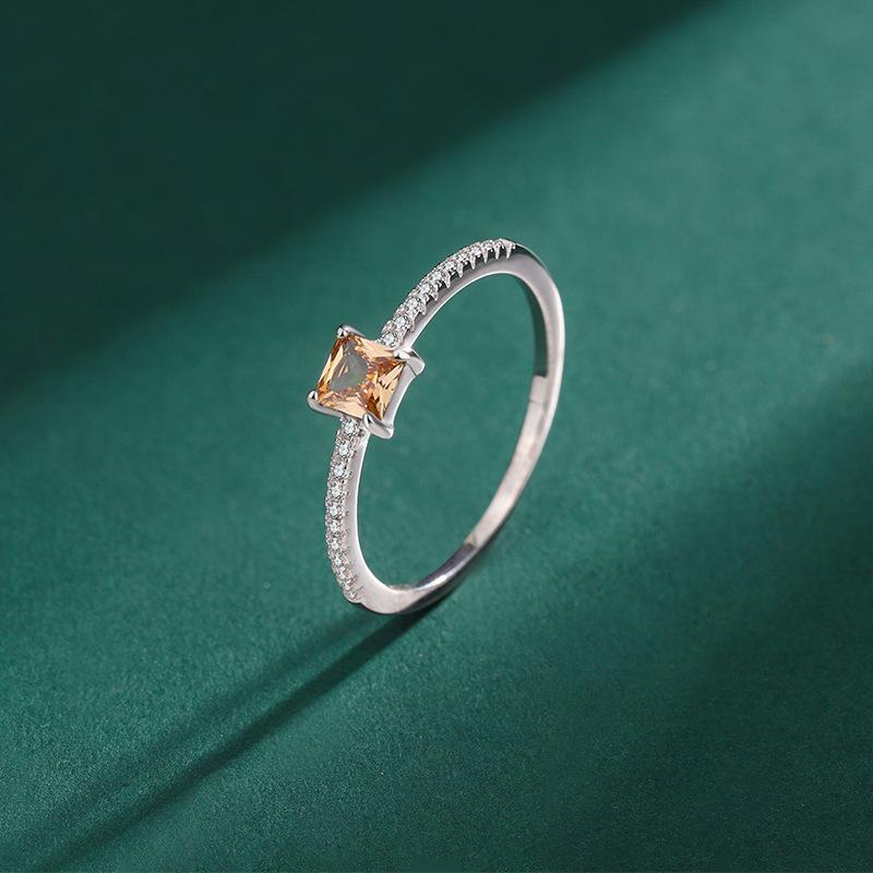 Классическое кольцо с двенадцатью звездами, красочное квадратное кольцо с полным цирконом для женщин, оригинальное стерлинговое серебро, подарок на день Святого Валентина, ювелирные изделия