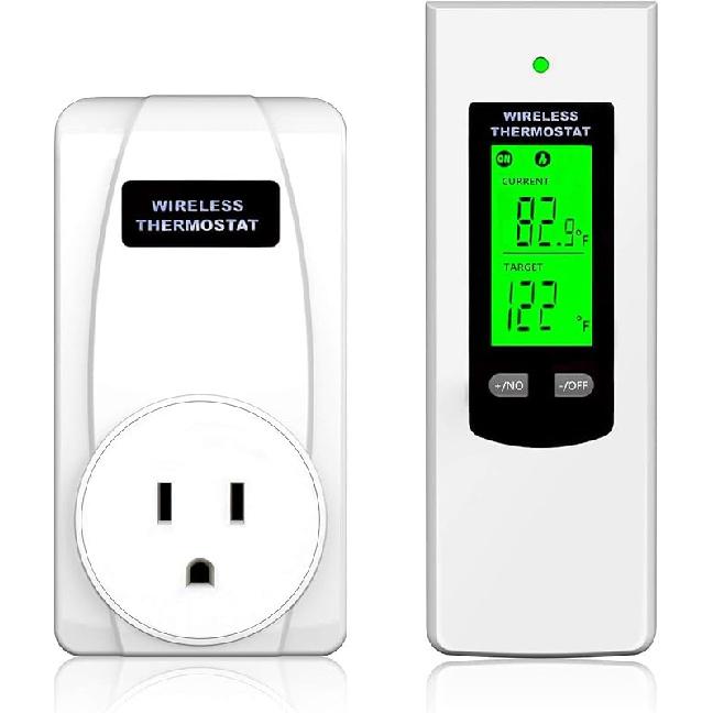 Programmable Smart WiFi Thermostat Plug Outlet, Wireless Electric Plug-in Temperature Controller with App Remote Control. Compatible with Alexa and