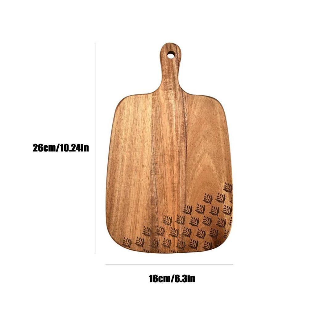Acacia Wood Board, Wooden Cooked Food Board with Handle, Paddle, Cheese Board, Service Board for Kitchen Meat, Pizza, Cheese