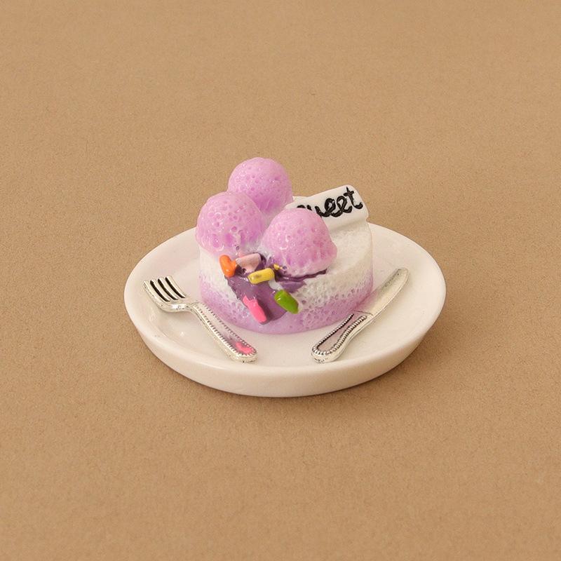 4 шт. 1:12 кукольных миниатюрных имитаций десертного торта, мини-столовая посуда, тарелка, ложка, вилка, поднос для десерта, модель кухонного декора, игрушки