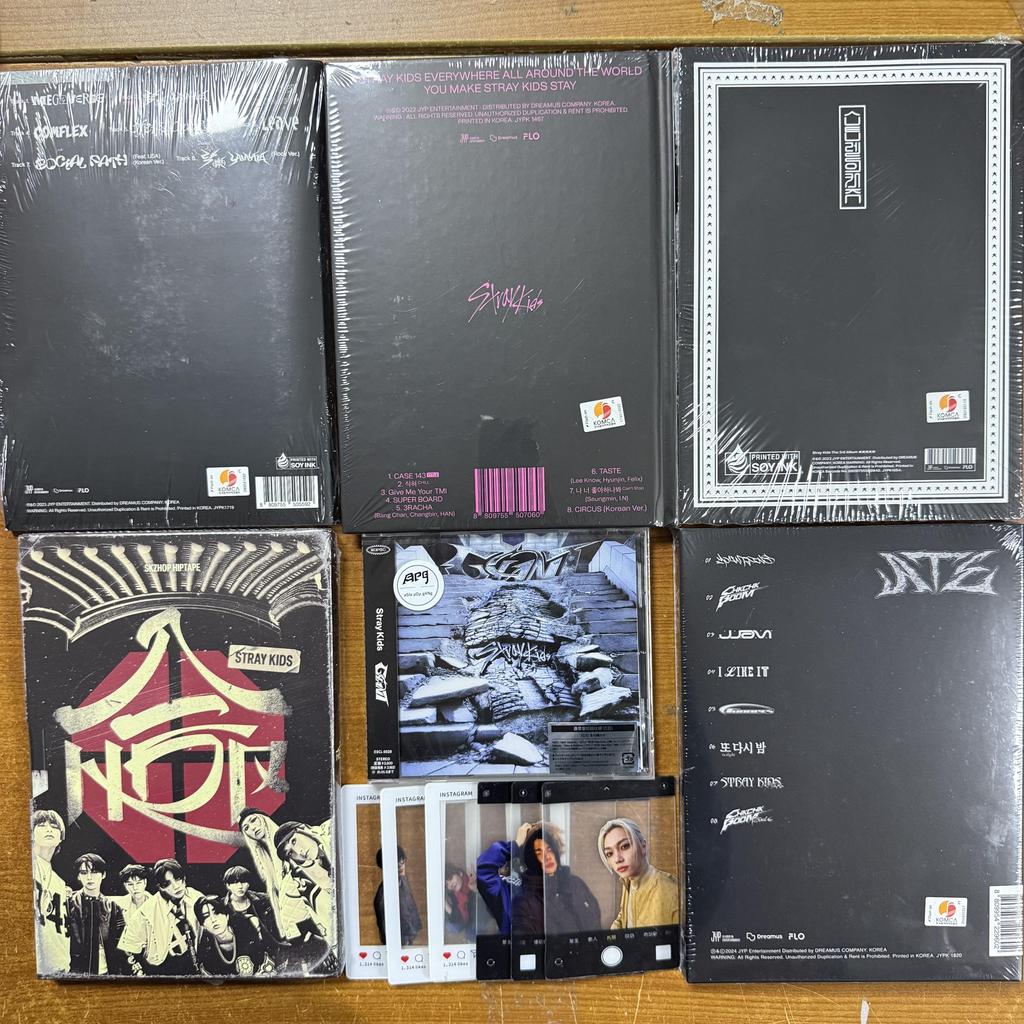 Album Straykids-[6 Album set]-RockStar, Maxident, 5Star,HOP, GIANT, ATE-random, with 7 APG Transparent Cards