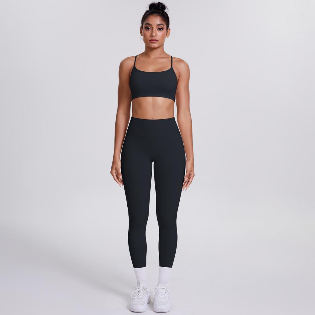 New Cross Suspender Beautiful Back Sports Bra Set, Cloud Sensing Quick Drying Tight Yoga Suit, Outdoor Running Fitness Two-Piece Set For Women