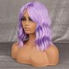 MISS WIG Фиолетовый волнистый парик из синтетического термостойкого волокна для женщин с челкой, черный, розовый, коричневый, косплей, повседневный парик