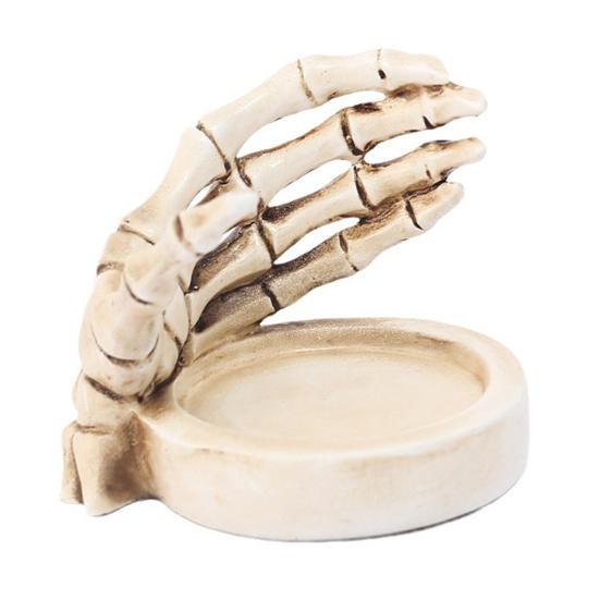 Подсвечник в виде скелета на Хэллоуин, жуткий череп в форме руки, подставка для чайной свечи, подсвечник, центральный элемент, украшение для рабочего стола, орнамент