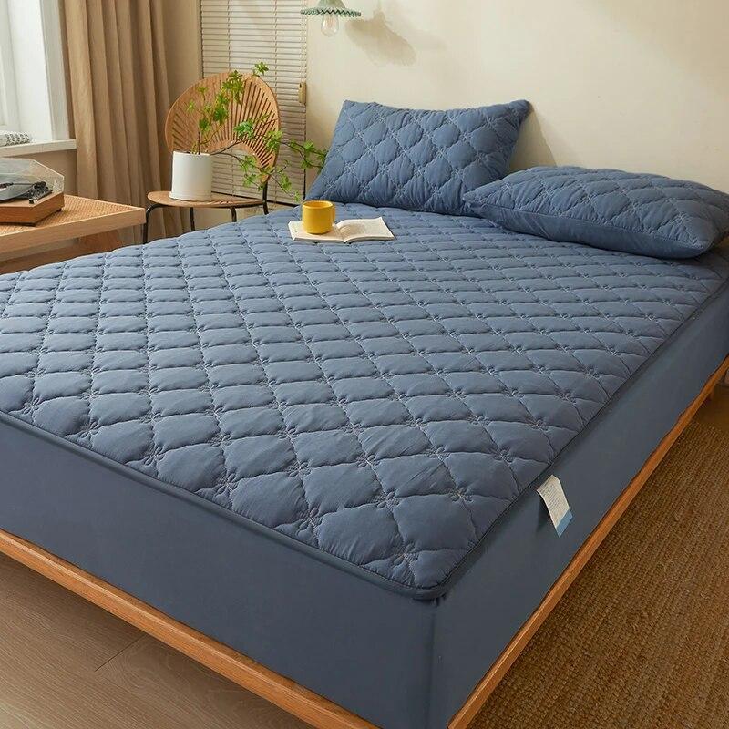 Водонепроницаемый комплект постельного белья из 3 предметов с тиснением, хлопковая простыня и наволочка, антиклещ, антибактериальный чехол для матраса