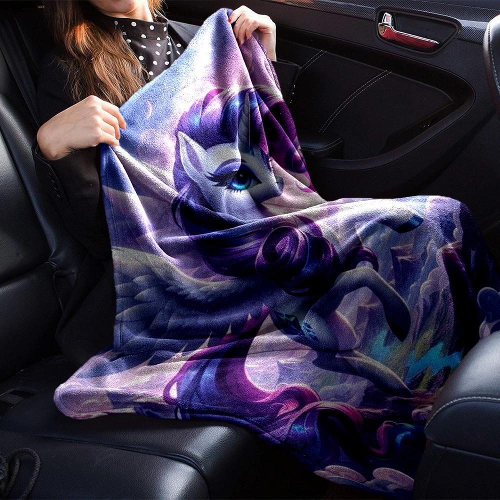 Purple Mane Alicorn Mountain Cloud Fantasy Print Flannel Blanket Soft Warm Throw Blanket For Sofa Bedroom