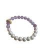 Natural Crystal Bracelet With Amethyst Citrine Beads Minimalist Double-Color Design Handmade Adjustable Ring Slider