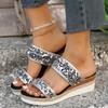Fashion Shining Glitter Wedge Sandals for Woman Summer 2024 Beach Fasthion Thick Platform Silver Slippers Shoes Women Heels Sandalias