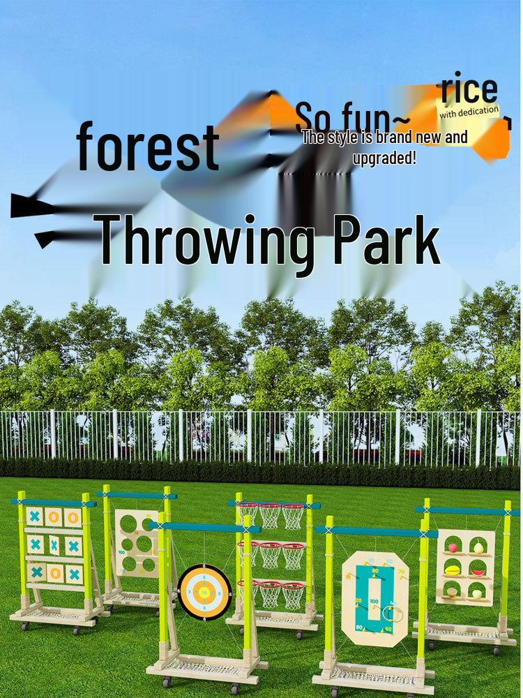 Набор игрушек для улицы для детей: Деревянное баскетбольное кольцо, Кольцеброс, Мешочки с песком, Лук и стрелы для сенсорной игры