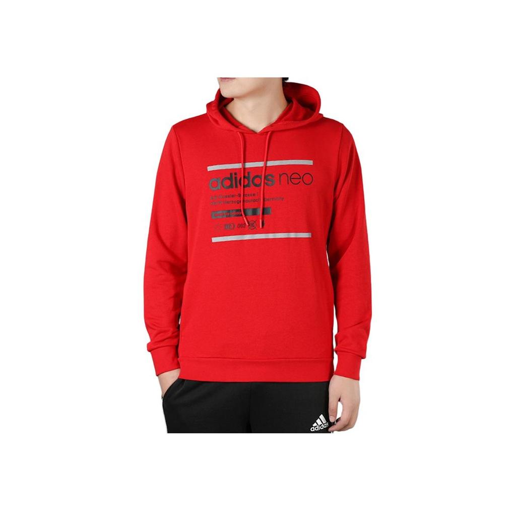 Adidas Neo New Year Series Casual Print Hoodie Men Tops Red GE5500