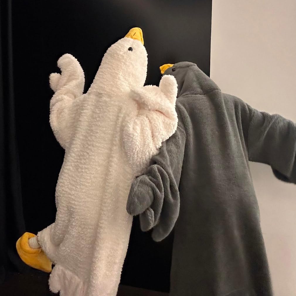 Пижама Кигуруми Гусь для Женщин и Плюс Пушистая с Капюшоном Милая Животная Пушистая Теплая Теплая для Холодной Погоды [MTKCNTL] Мужчины, Размер, Обувь, Парная