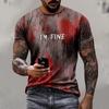 Men's Fashion Short Sleeve Round Neck Halloween Printed Casual Shirt Top