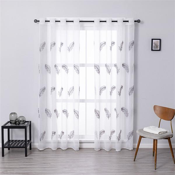 Современные короткие прозрачные шторы с вышивкой листьев для гостиной, спальни, детские оконные тюлевые шторы, жалюзи, вуаль, шторы