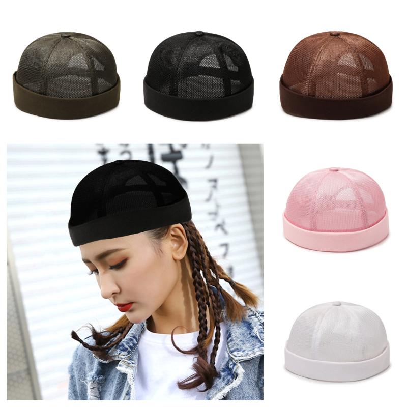 Унисекс сетчатая бейсболка без козырька, хип-хоп, матросская, летняя, с подвернутым краем, дышащая шапка-бини для мужчин и женщин