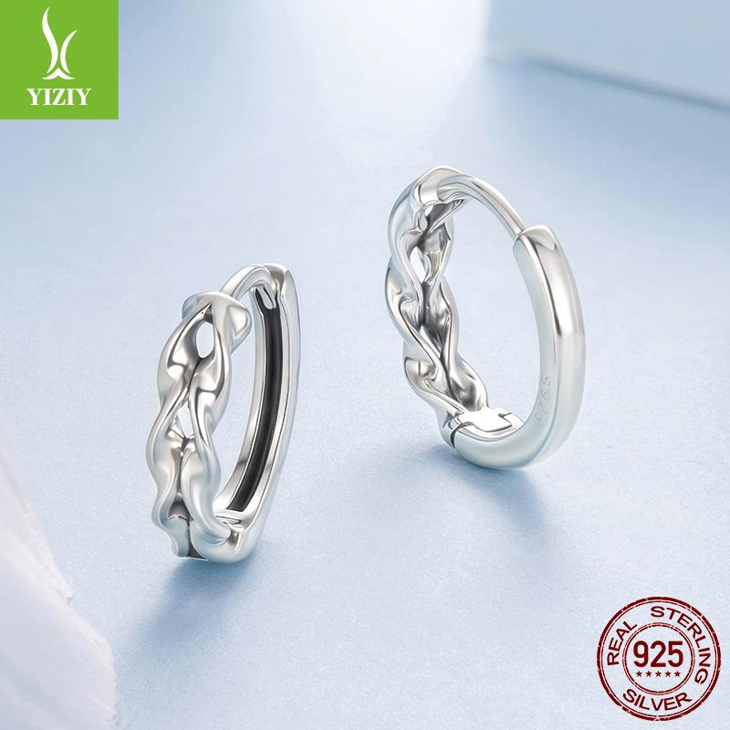 Twist Line Ear Buckle Female Cold Wind S925 Sterling Silver Earrings Earrings