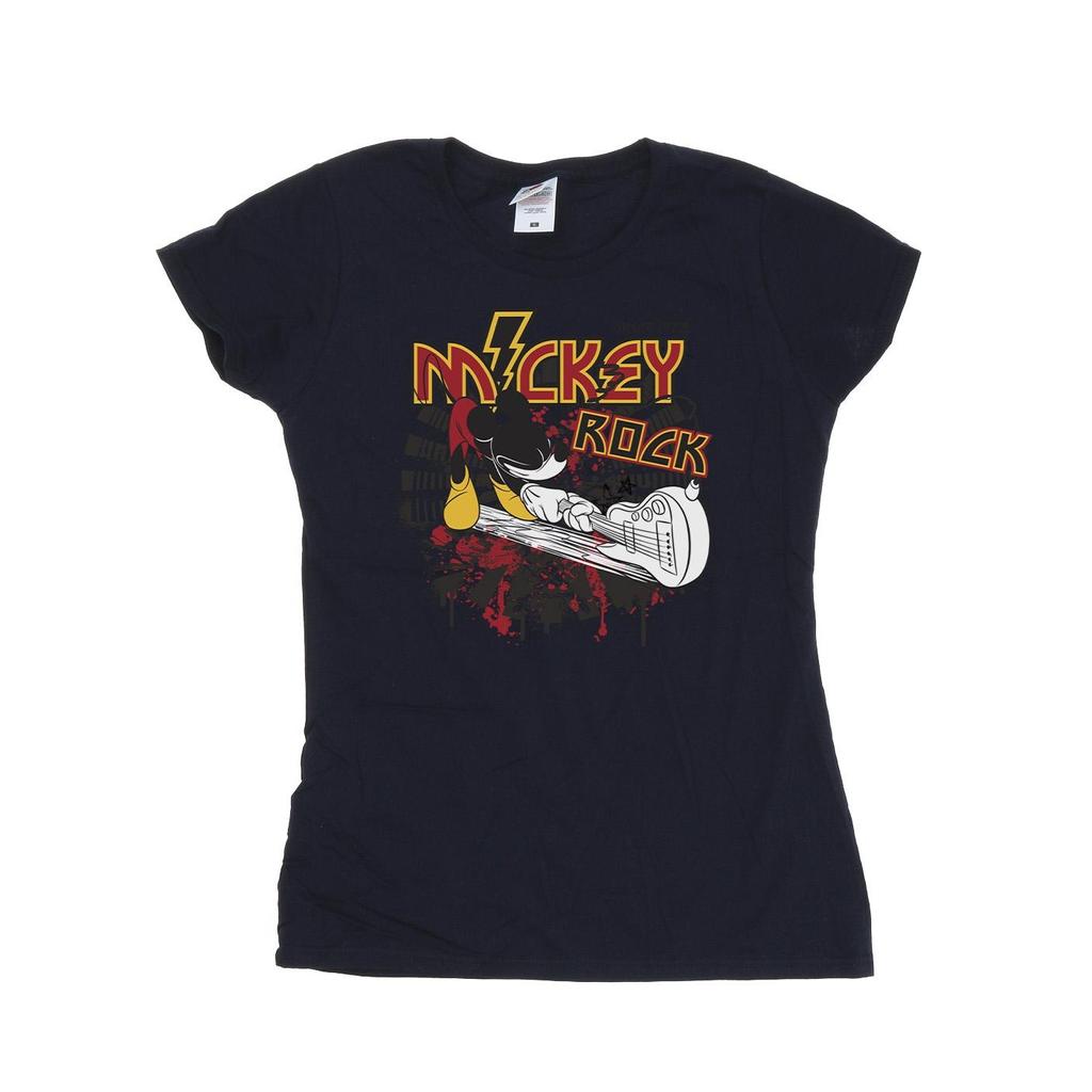 Disney Womens/Ladies Mickey Mouse Smash Guitar Rock Cotton T-Shirt