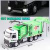 1:24 Urban Sanitation Garbage Truck Toy Model Car Alloy Diecast Light Music Pull Back Engineering Vehicle Collection Gifts Boys