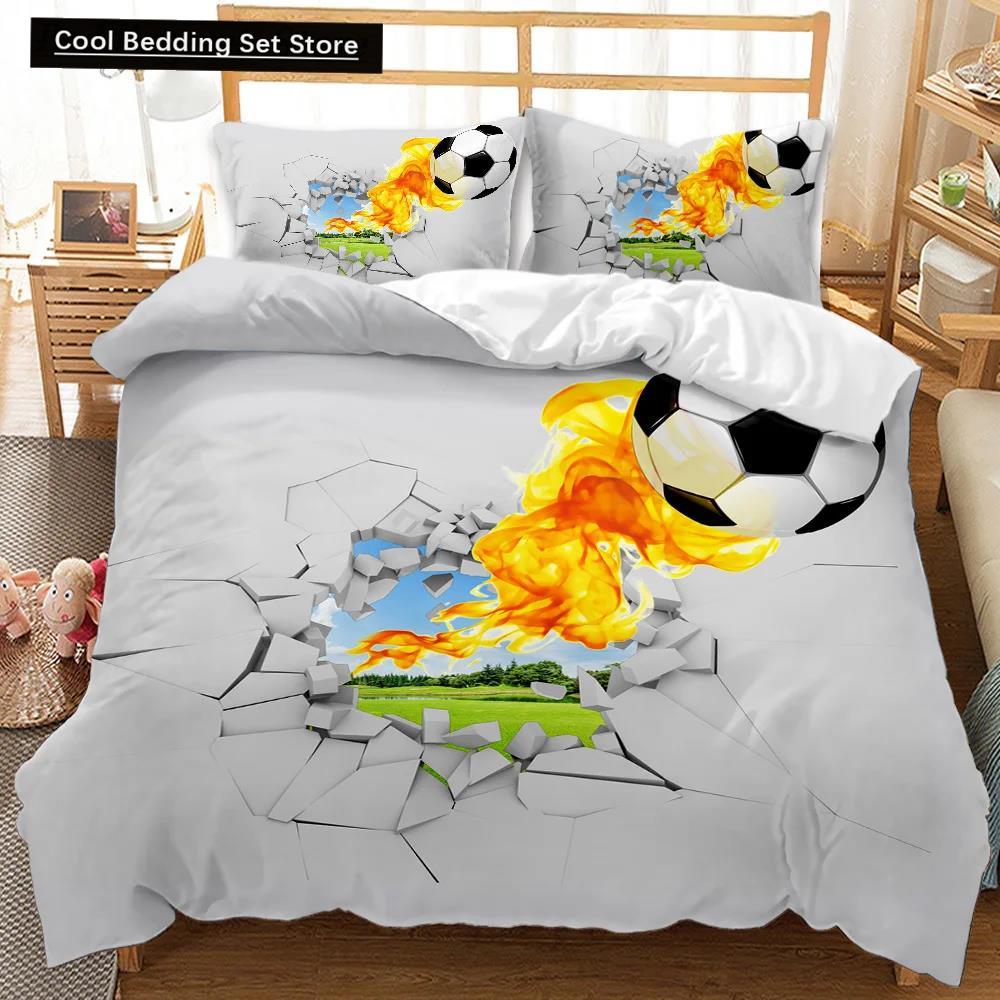Футбольный пододеяльник Футбольный детский комплект постельного белья 3D одеяло покрывало для мальчиков подростков любителей спорта двойной Queen King полиэстеровый стеганый чехол