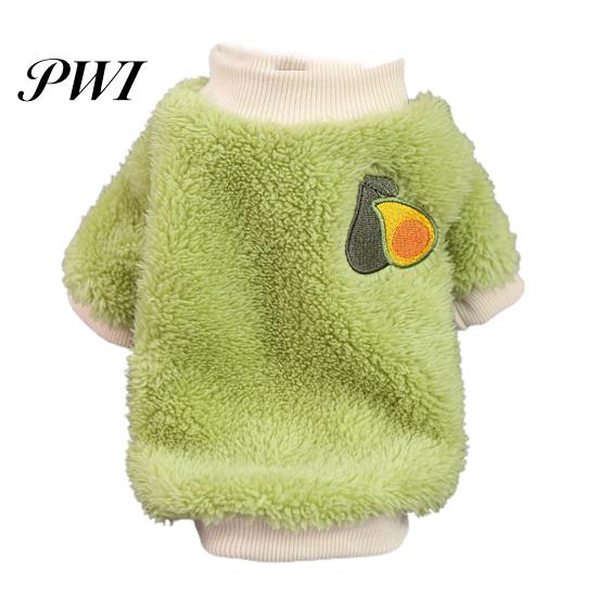 Elastic Pet Clothes Cartoon Fruit Embroidery Pattern Keep Warmth Close Fitting Good Elasticity Dogs Sweater for Winter Two-leg