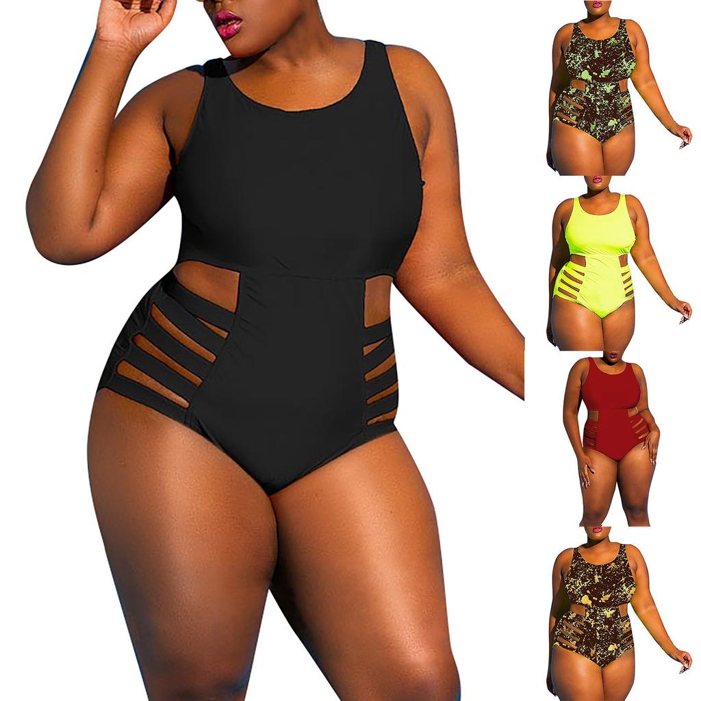 (Qunide) Ladies One- Piece Swimsuit Plus Size Hollow Women's Slim Fit One- Piece Swimsuit