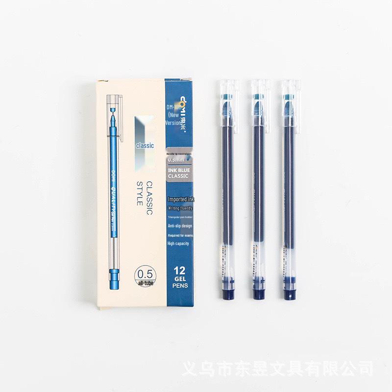 Dong Mi 1011 Large Capacity Needle Tip Signature Pen with Cap - Red, Blue, Black Ink, 0.5mm