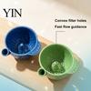 Vegetable Drainer with Side Spout Ceramic Berry Washing Bowl Drain Holes, Self Spinning Fruit Blueberry Washer, Swirling Rinsing Colander for