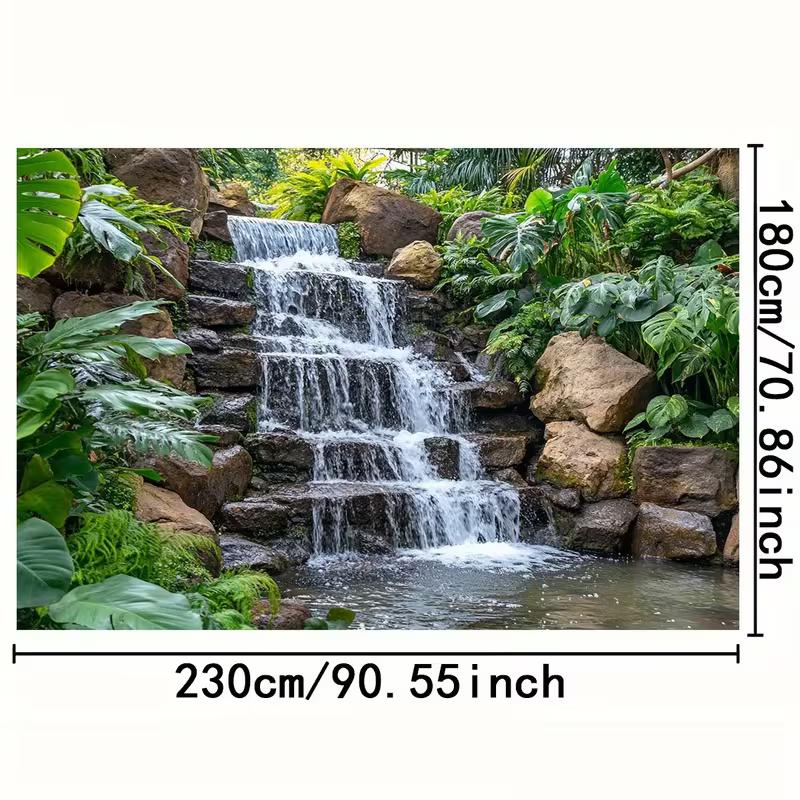 2D тропический водопад, фон для фотосъемки, зеленые растения, камни, природа