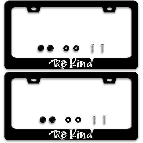 2 Pcs Grey Black Leopard Print License Plate Frame Cheetah License Plate Frames Personalise Stainless Steel Funny Design Compatible with Standard