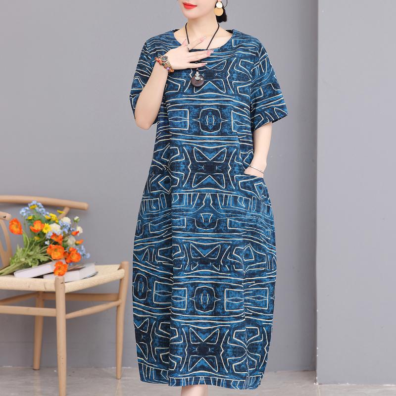 Летнее длинное платье больших размеров, женские свободные элегантные женские винтажные платья с принтом