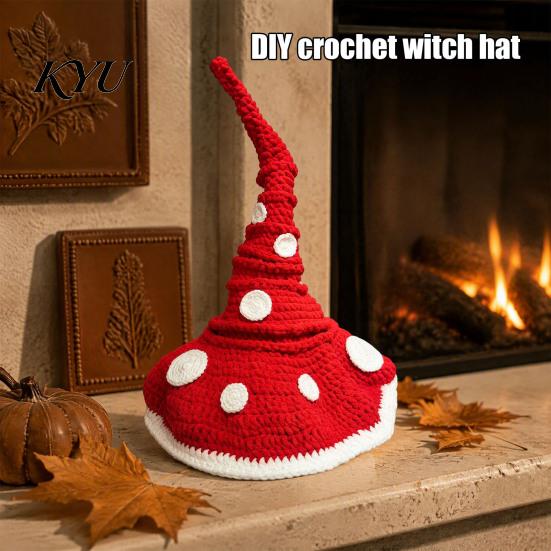 Complete Crochet Tool Set Twisted Witch Hat DIY Kit, Fall Halloween Autumn Pumpkin Craft Supplies Handmade Kit for Adults, Party Decor Diy Beginners