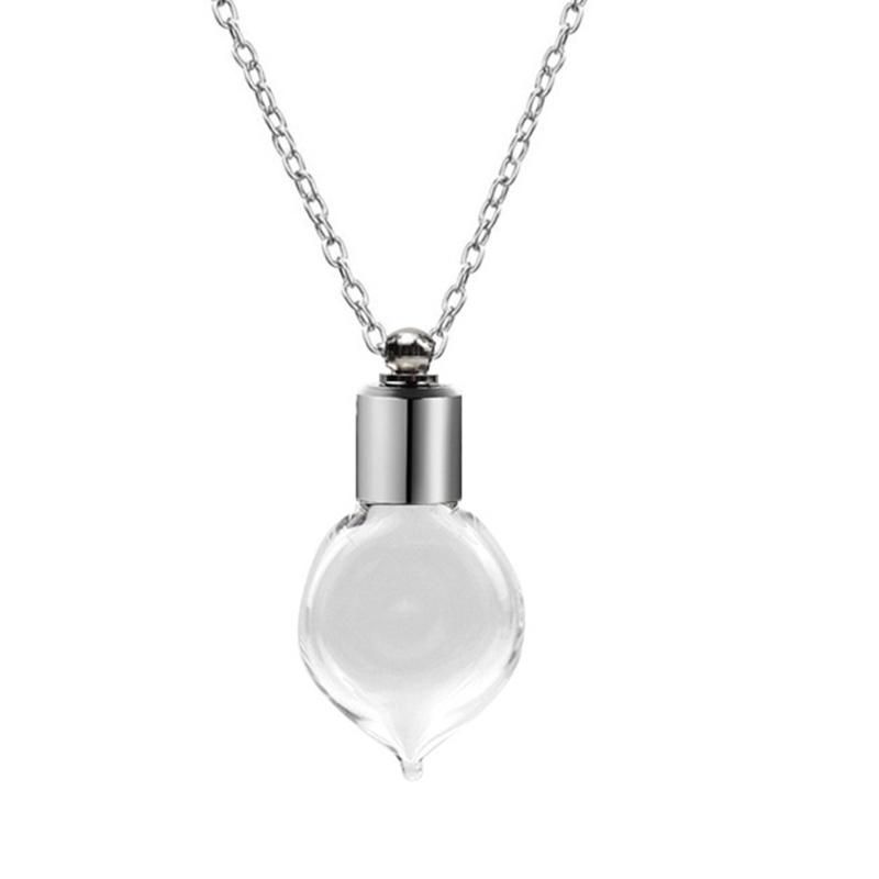 Glass Perfume Vial Pendant Wishing Bottle Clear Charm Glass Bottle Necklace Jewelry Gift Glass Bottle Necklace Transparent Glass