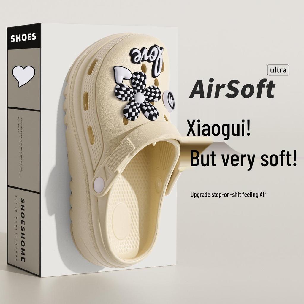 Женские черные нескользящие пляжные клоги на толстой подошве 2025 года для комфортной летней носки