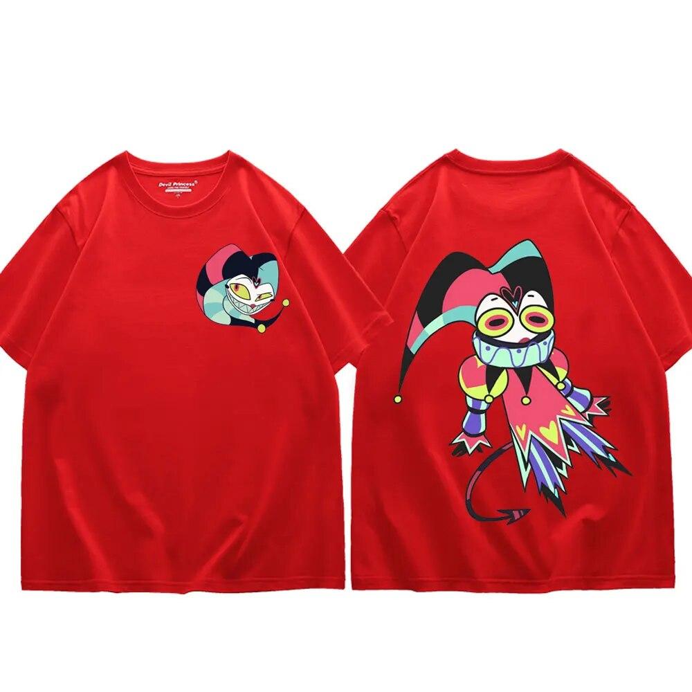 Американские аниме Helluva Boss, двусторонние футболки с графическим рисунком, модная футболка с короткими рукавами Y2k Aesthetics, уличные трендовые футболки с героями мультфильмов
