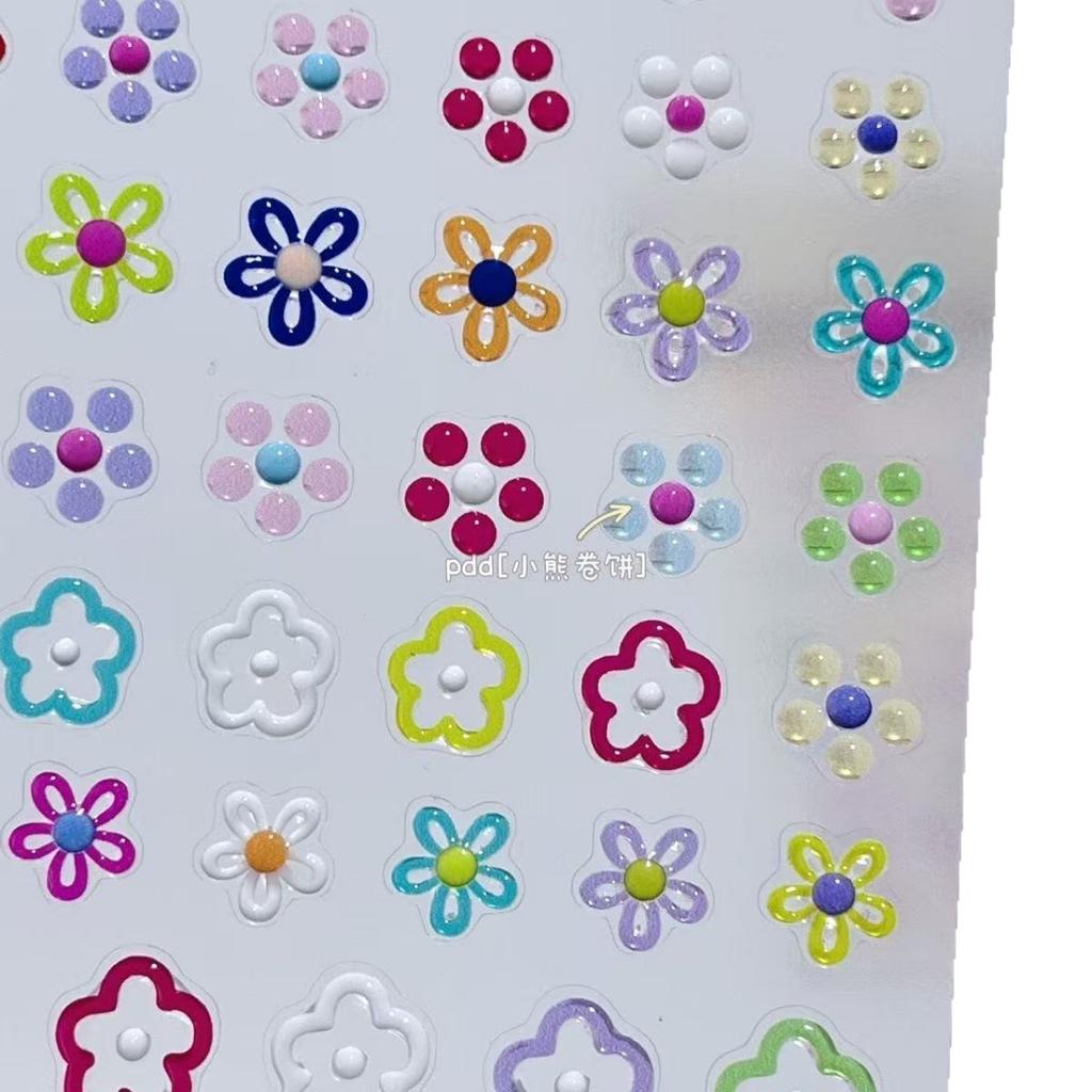 New Dopamine Girls Nail Art Stickers Japanese Candy Color Small Rainbow Tulips Graffiti Five-pointed Star Finger