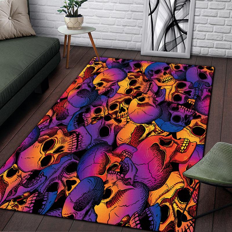 Винтажный декоративный череп с узором розы, декоративный квадратный ковер, современный дом, гостиная, пол, матовый ковер для спальни, художественный коврик для плаката