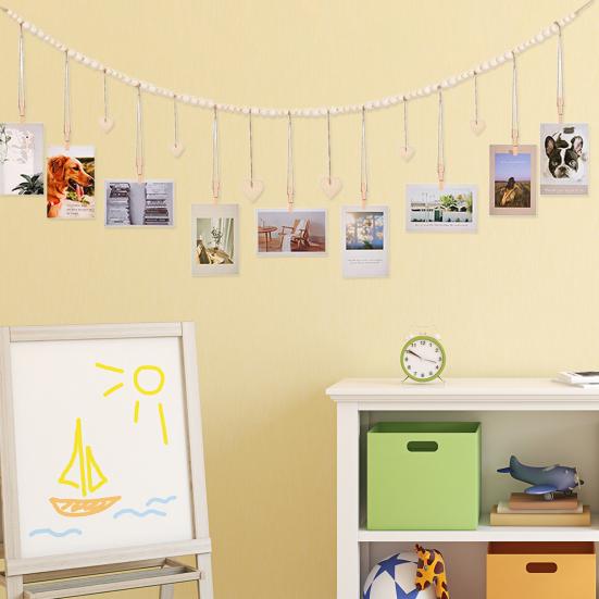 Wall Picture Hanging Rope Bohemian Style DIY Craft Wood Creative Mats Clip Holder Organizer Home Decor