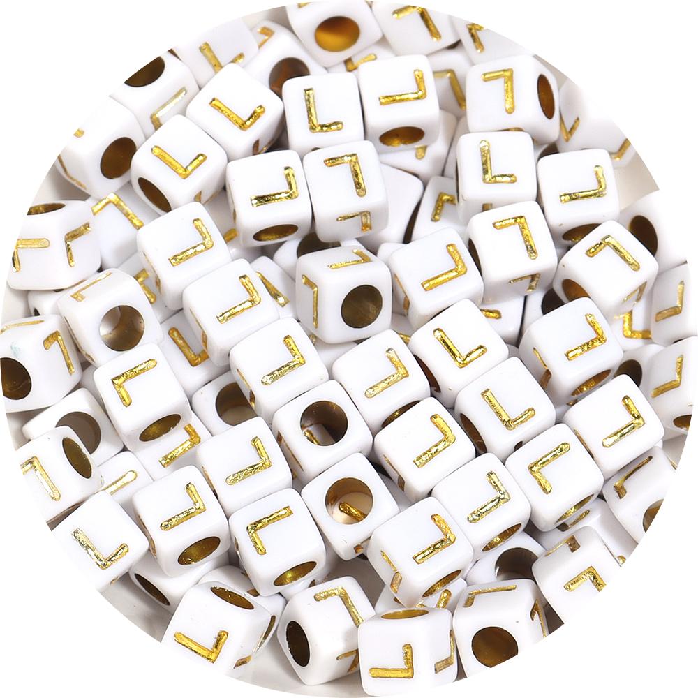 100pcs/lot 4.5 6mm Gold Letter Acrylic Square Beads Large Hole Loose Alphabet Beads For DIY Craft Bracelet Earrings Accessories