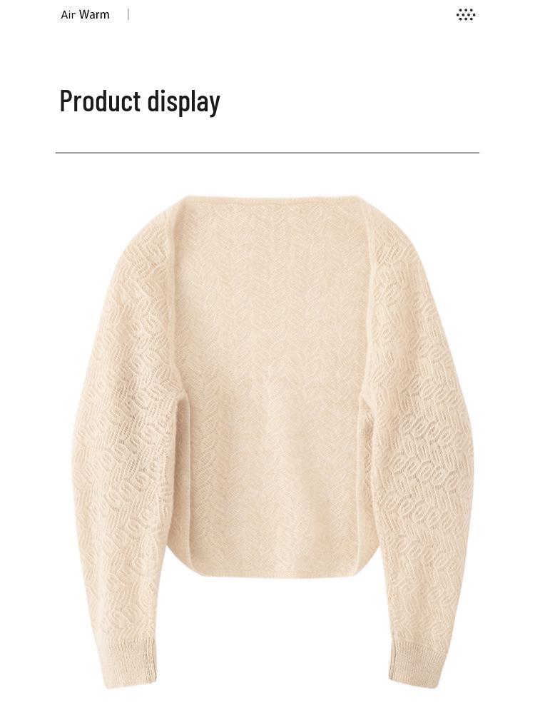 Butterfly Pattern Cashmere Shawl with Sleeves for Women - 100% Pure Knit