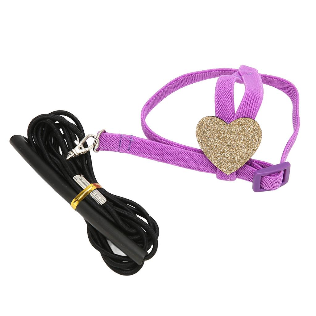 Pet Bird Harness Leash Elastic Adjustable Lightweight Parrot Flying Leash Straps with Cute Heart Purple