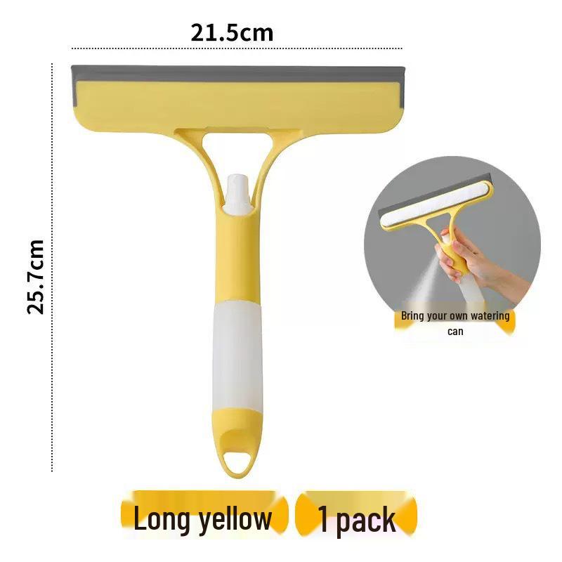 Multifunctional Double-Sided Glass Cleaner: Brush, Scrape, Spray with Integrated Bottle