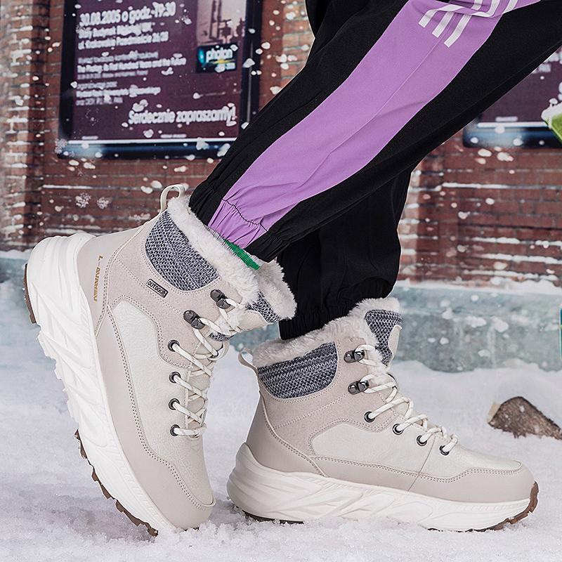 TUINANLE Мужские высокие водонепроницаемые хлопковые кроссовки Женская обувь с теплой вельветовой подкладкой для зимнего использования на открытом воздухе