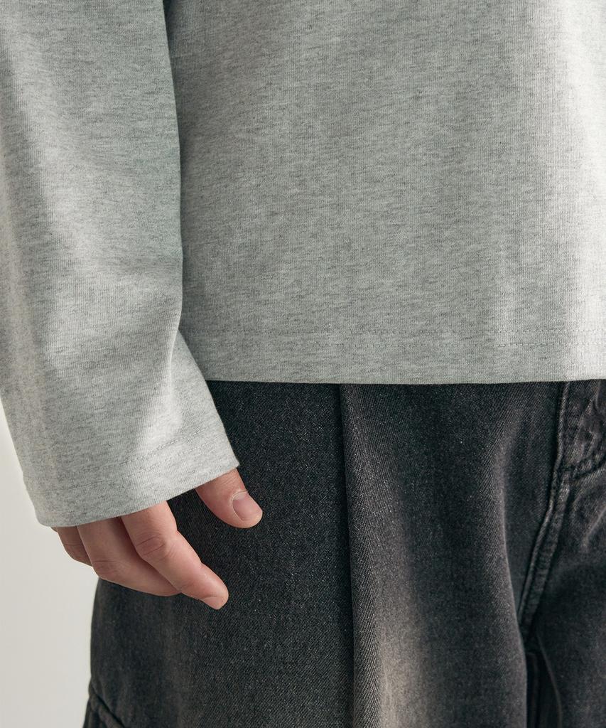 ROTEMBER Layered Crop Long Sleeve T-Shirt [Gray]