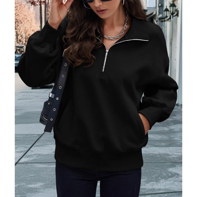 Осенне-зимний женский свитер с двумя карманами на молнии до середины бедра