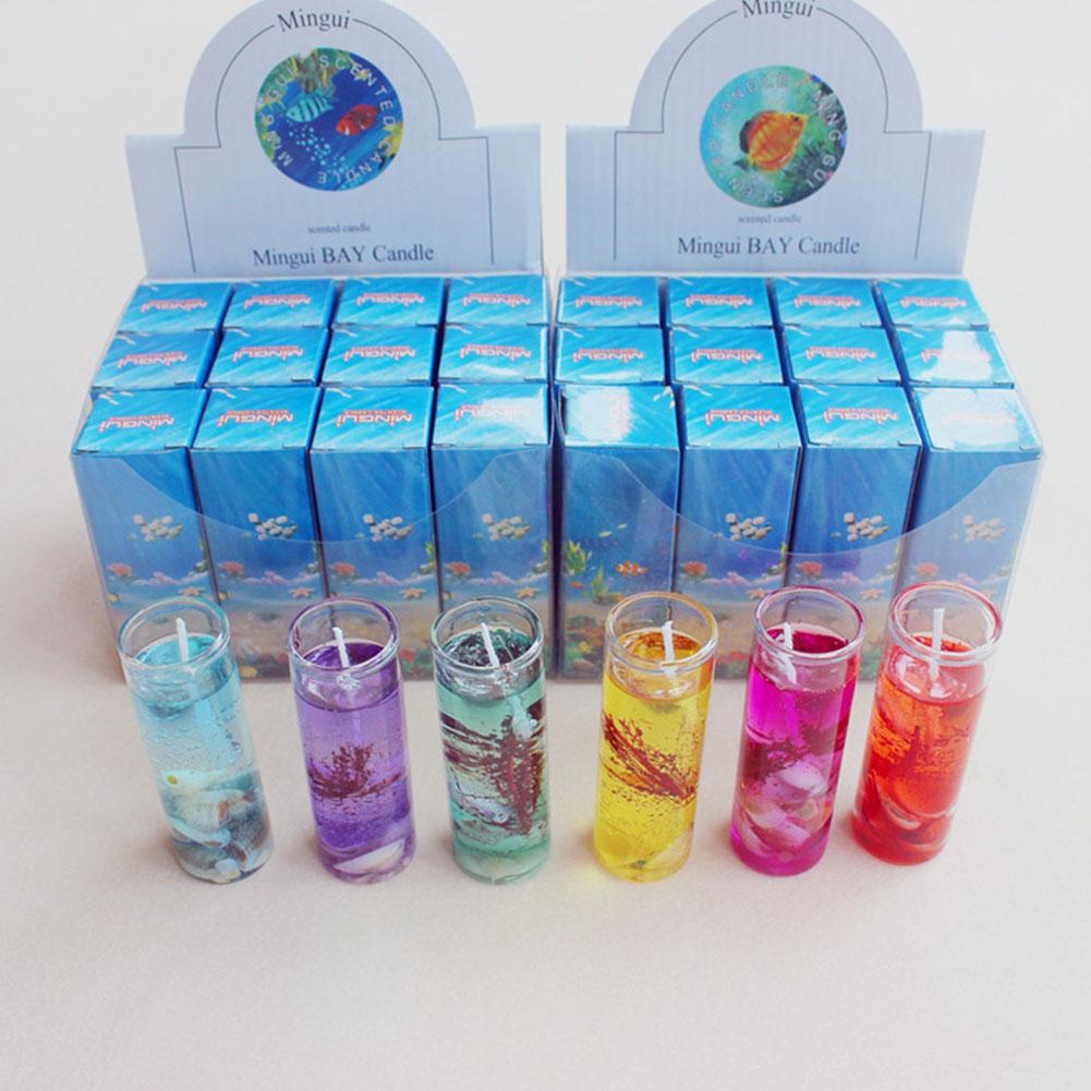 1Pc/12Pcs Aromatherapy Smokeless Candle with Ocean Shells Valentines Scented Jelly Candle 8x2.7x2.7cm