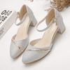 Spring Pointed Thick Heel Middle Heel Fairy Single Shoes One-Word Buckle With Skirt Bridesmaid High Heel Sandals