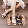 Sandals Women's Summer Soft-soled Non-slip Wedge Heel Flat-soled Beach Shoes Plastic Middle Heel Mother Women's Sandals