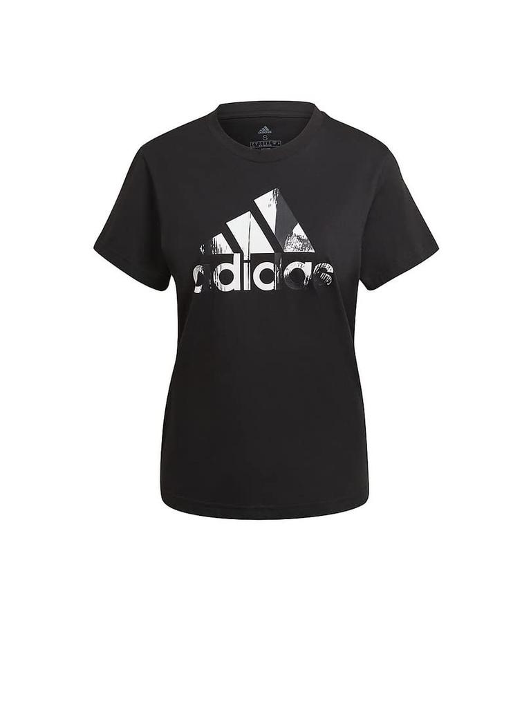 Adidas Футболка с коротким рукавом Essentials с принтом логотипа, хлопковая, с коротким рукавом QU658, женская, черно-белая (HD9328) Дж/Л